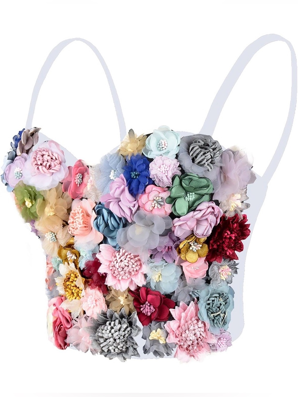 ELLACCI 3D Floral Bustier Crop Top Corset